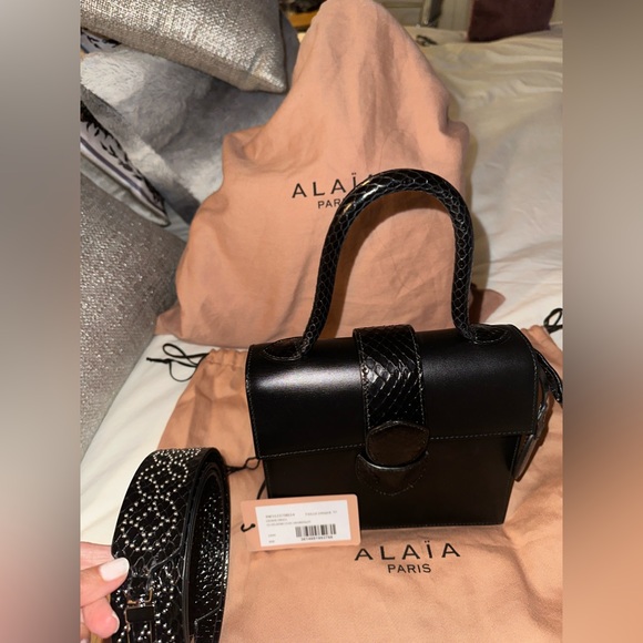 NWT Alaia Mini Leather/Python Snakeskin  - Top Handle/Shoulder/Crossbody Strap - Picture 10 of 14